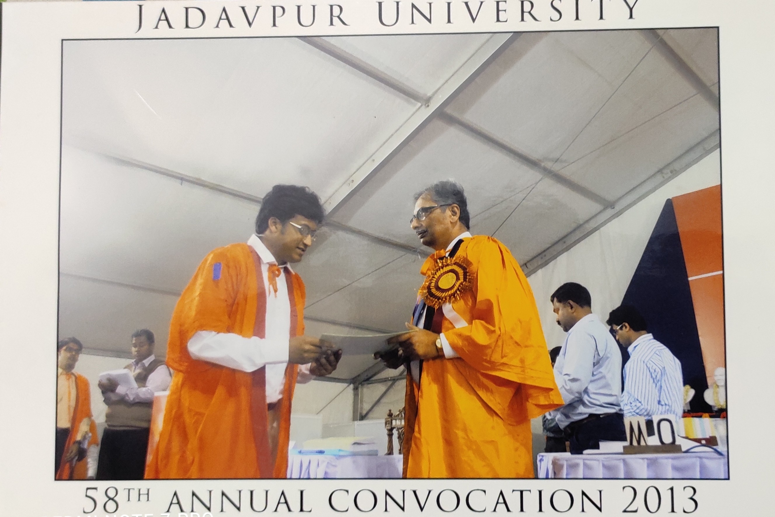 Receiving the master's degree at the 58th Annual Convocation of Jadavpur University